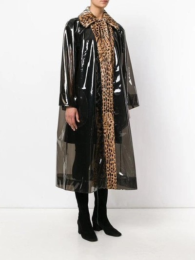 Shop Dolce & Gabbana Leopard Fur Trim Raincoat