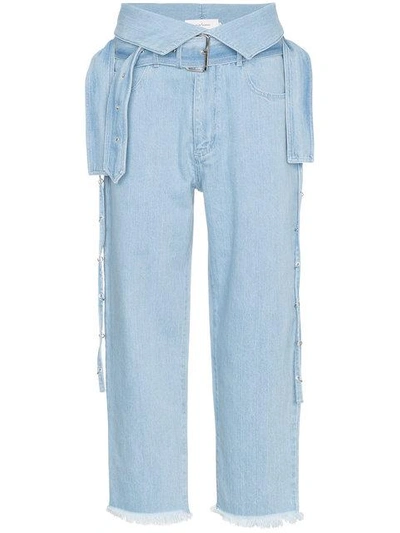 Shop Marques' Almeida Belted Raw Hem Jeans In Blue