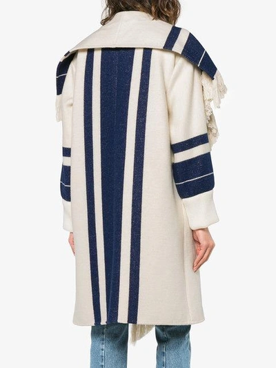 Shop Chloé Striped Blanket Coat - Blue
