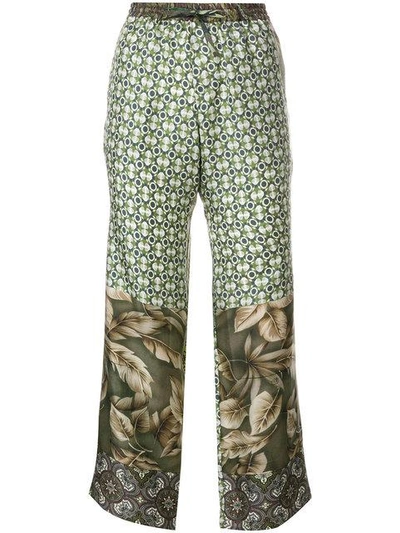 Shop Pierre-louis Mascia Printed Cropped Trousers - Green