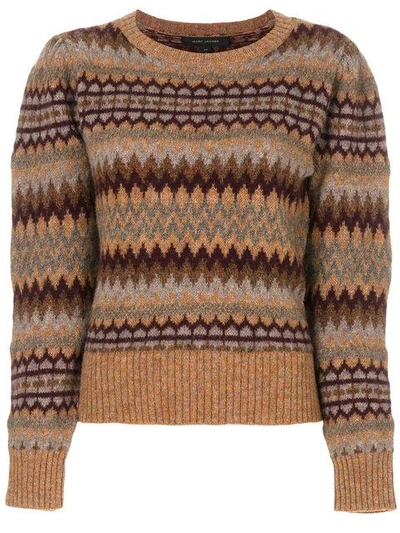 Shop Marc Jacobs Fair Isle Puff Sleeve Sweater In Brown