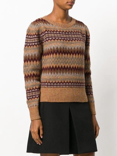 Shop Marc Jacobs Fair Isle Puff Sleeve Sweater In Brown
