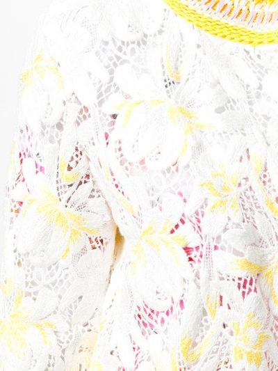 Shop Ermanno Scervino Floral Lace Coat In White