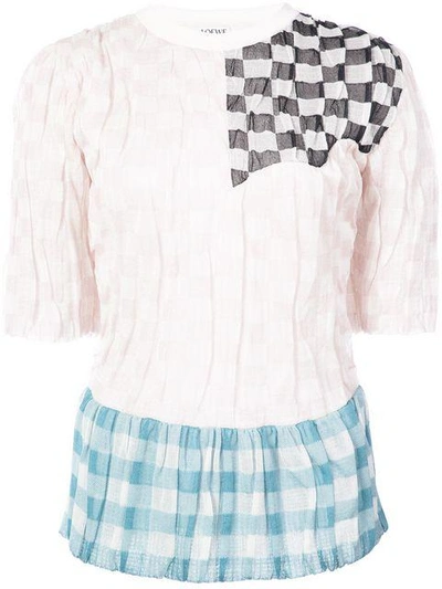 Shop Loewe Patchwork Knit Shortsleeved Top In Pink