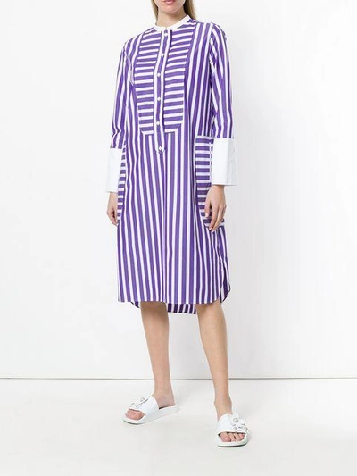 Shop Maison Rabih Kayrouz Multi-stripe Shirt Dress - Purple