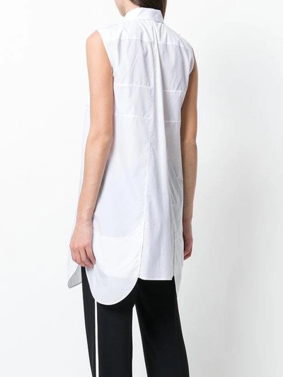 Shop Prada Ruffled Bib Shirt In White