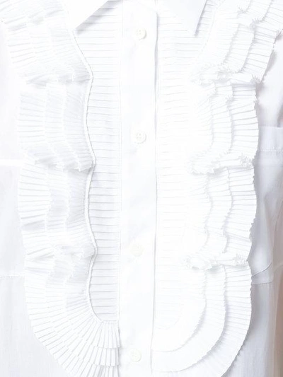 Shop Prada Ruffled Bib Shirt In White