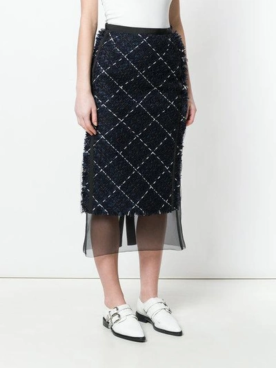Shop Sacai Tweed Pencil Skirt