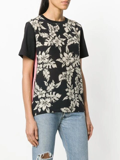 Shop Moncler Floral Print T-shirt In Black