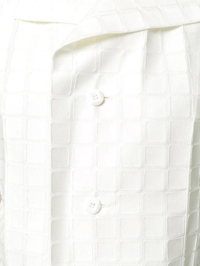 Shop Issey Miyake Cropped Check Jacket In White