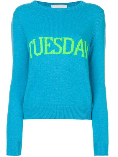 Shop Alberta Ferretti Tuesday Intarsia Jumper In Blue