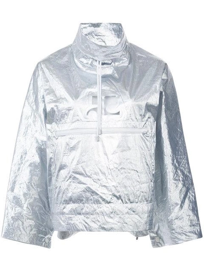 Shop Courrèges Snapped Sleeves Rain Jacket In Metallic