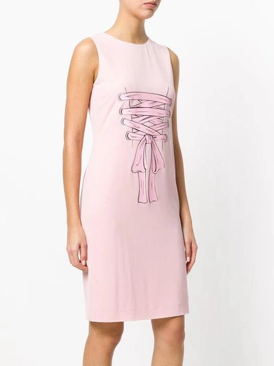 Shop Boutique Moschino Laced Print Dress - Pink