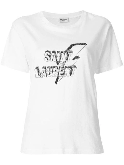 Shop Saint Laurent Logo Patch T In White