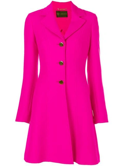 Shop Versace Single-breasted Coat - Pink & Purple