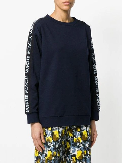 Shop Moncler Crew Neck Sweatshirt In Blue