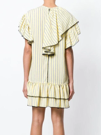 Shop Msgm Ruffled Lace Trim Dress In Yellow