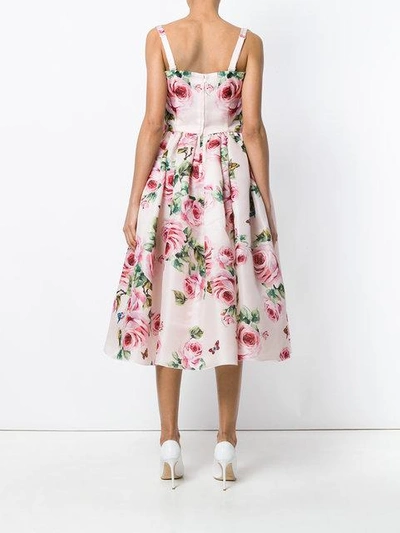 Shop Dolce & Gabbana Rose Print Flared Dress - Pink