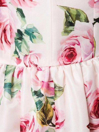 Shop Dolce & Gabbana Rose Print Flared Dress - Pink