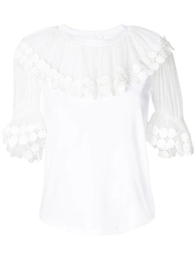 Shop Chloé Flounce Collar Top In White