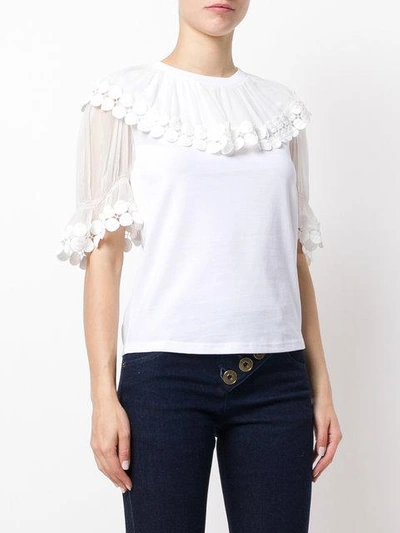 Shop Chloé Flounce Collar Top In White