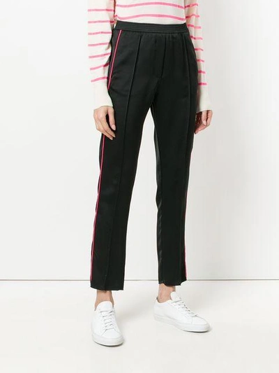 Shop Nude Striped Style Trousers - Black