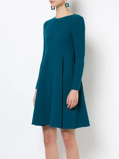 Shop Oscar De La Renta Long-sleeved Flared Dress - Green