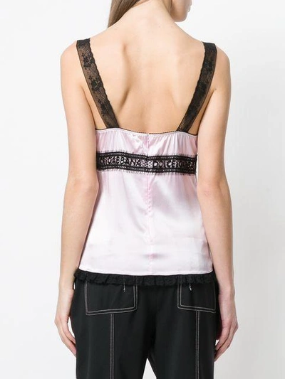 Shop Dolce & Gabbana Plunge Neck Lace Detail Cami In Pink
