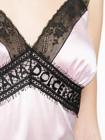 Shop Dolce & Gabbana Plunge Neck Lace Detail Cami In Pink