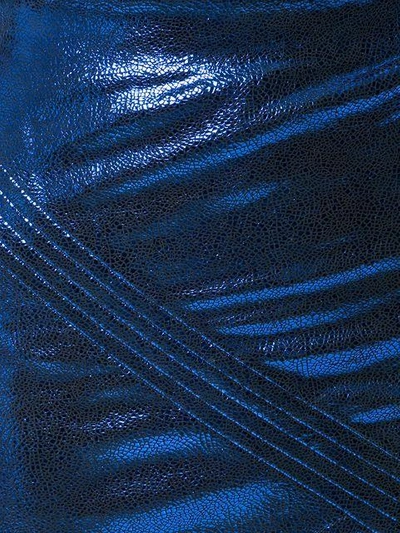 Shop Rta Wrap-around Metallic Leather Mini Skirt - Blue