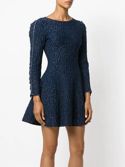 Shop Antonino Valenti Embroidered Fitted Dress - Blue