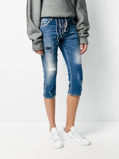 Shop Dsquared2 Slouch Pedal Pusher Jeans - Blue