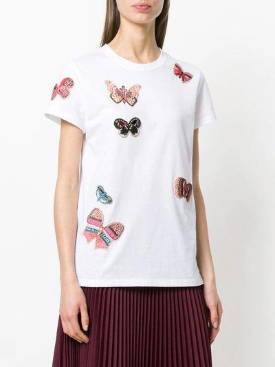 Shop Valentino Embroidered Butterfly T In White