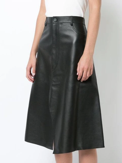 Shop Dion Lee Shadow Stitch Leather Skirt In Black