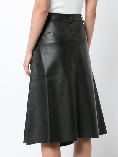 Shop Dion Lee Shadow Stitch Leather Skirt In Black
