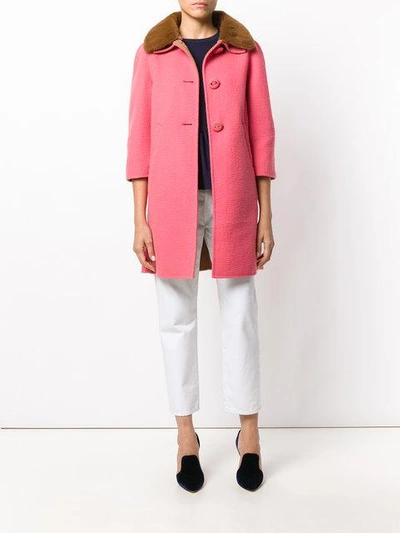 Shop Prada Exaggerated Button Coat - Pink