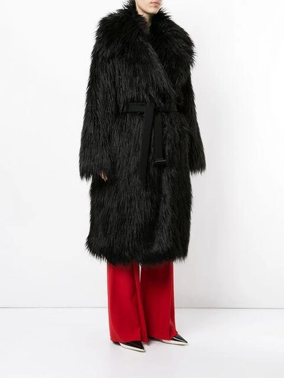 Shop Goen J Oversized Faux Fur Coat In Black