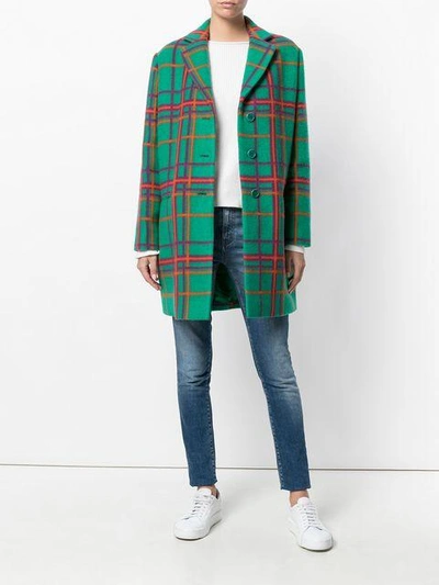 Shop Aspesi Checked Coat - Green