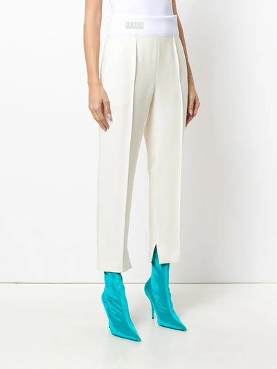 Shop Fendi Cropped Tailored Trousers - White