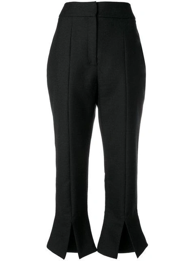 Shop Jacquemus Slit Hem Cropped Pants In Black
