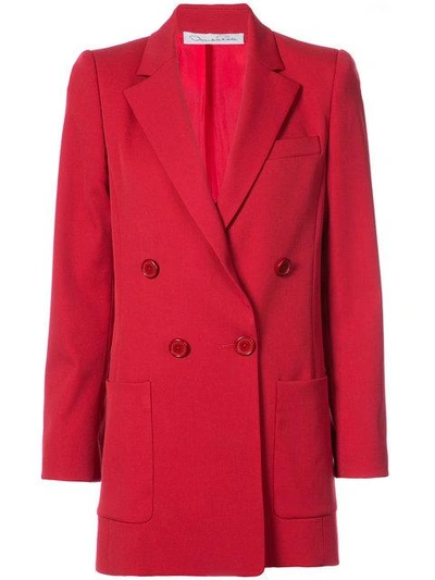 Shop Oscar De La Renta Double Breasted Jacket - Red