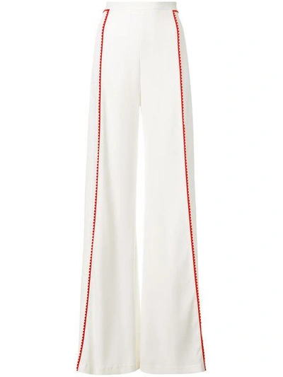 Shop Galvan High-waisted Side Stripe Trousers In White