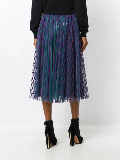 Shop Msgm Striped Tulle Skirt - Green