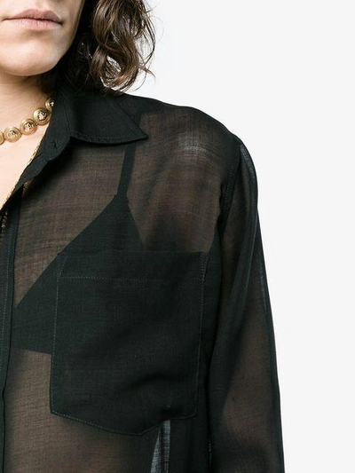 sheer long sleeve button down shirt