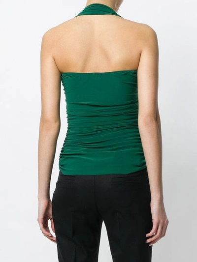 Shop Norma Kamali Ruched Halter Top In Green