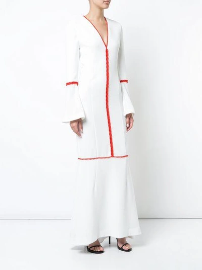 Shop Galvan Contrast Trim Maxi Dress In White