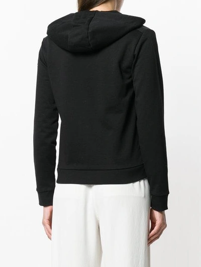 Shop Moncler Zip Front Hoodie In Black