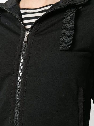 Shop Moncler Zip Front Hoodie In Black