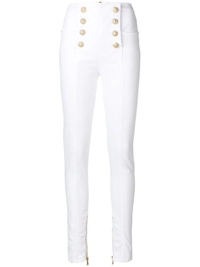 Shop Balmain Skinny Jeans - White