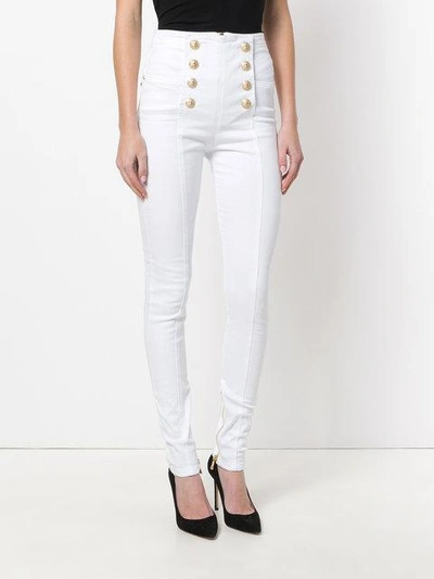 Shop Balmain Skinny Jeans - White